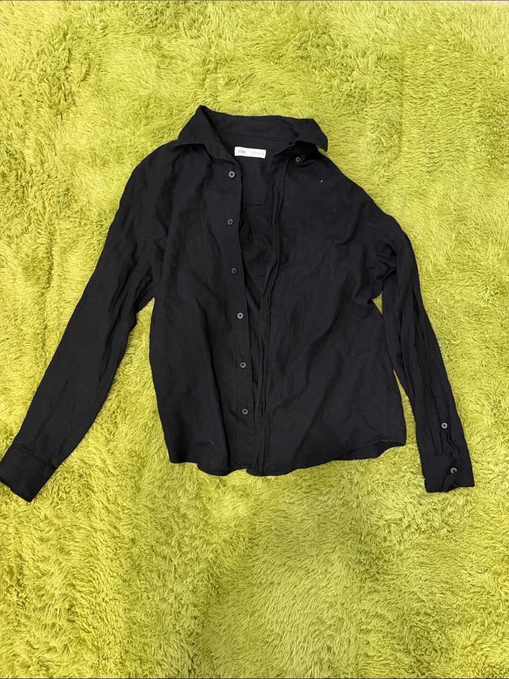 Zara Black Long Sleeve Button-Down Shirt